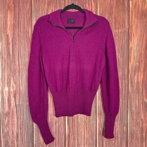 Perez Alpaca Wool Full Zip Sweater Fuschia Pink Womens Size Large L